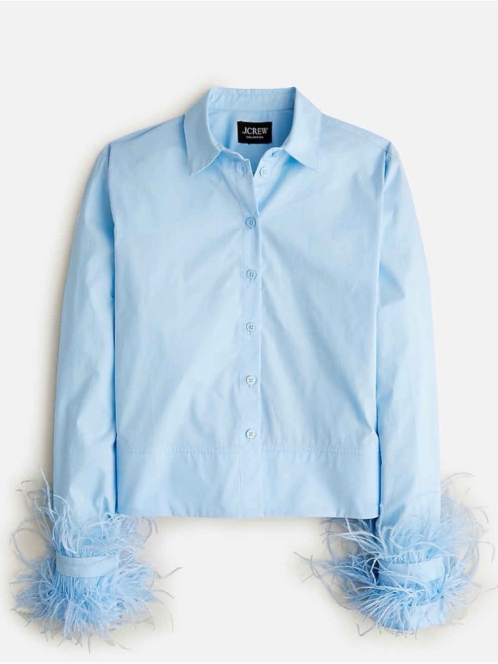 J. Crew Sky Blue Feather-Cuff Button-Front Shirt